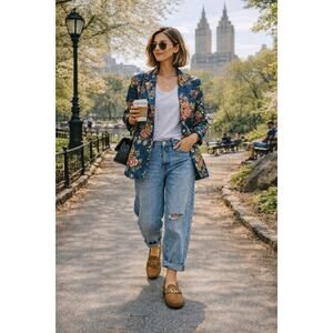 Early 90s Vintage Oversized Liz Sport - Liz Claiborne Floral Blazer 100% Cotton